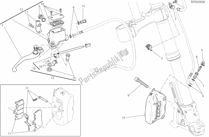 Tutte le parti per il Sistema Frenante Anteriore del Ducati Scrambler Urban Enduro Thailand USA 803 2015